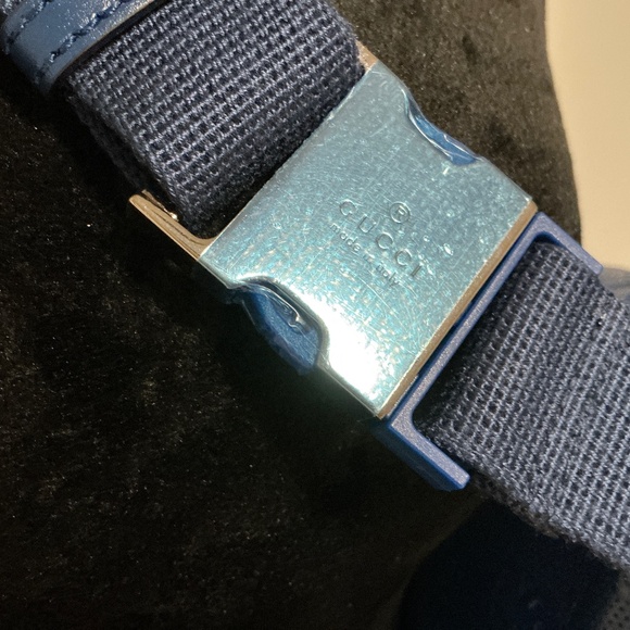 GUCCI blue Calf TENNIS perforated GG Embossed leather 90-36 Belt Bag - Picture 2 of 13